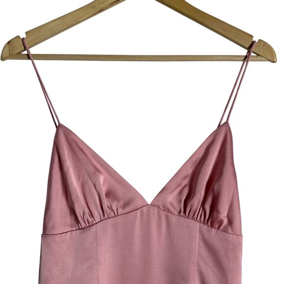 Fame and Partners Trine Dusty Rose Pink Satin V-Neck Maxi Gown Size 4 - Picture 5 of 13